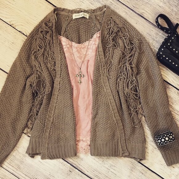 Classic Boho Open Front Fringe Cardigan Sweater - Picture 2 of 7